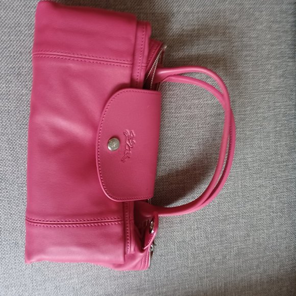 Longchamp LePliage Cuir Leather tote with zipper in pink - Picture 1 of 2